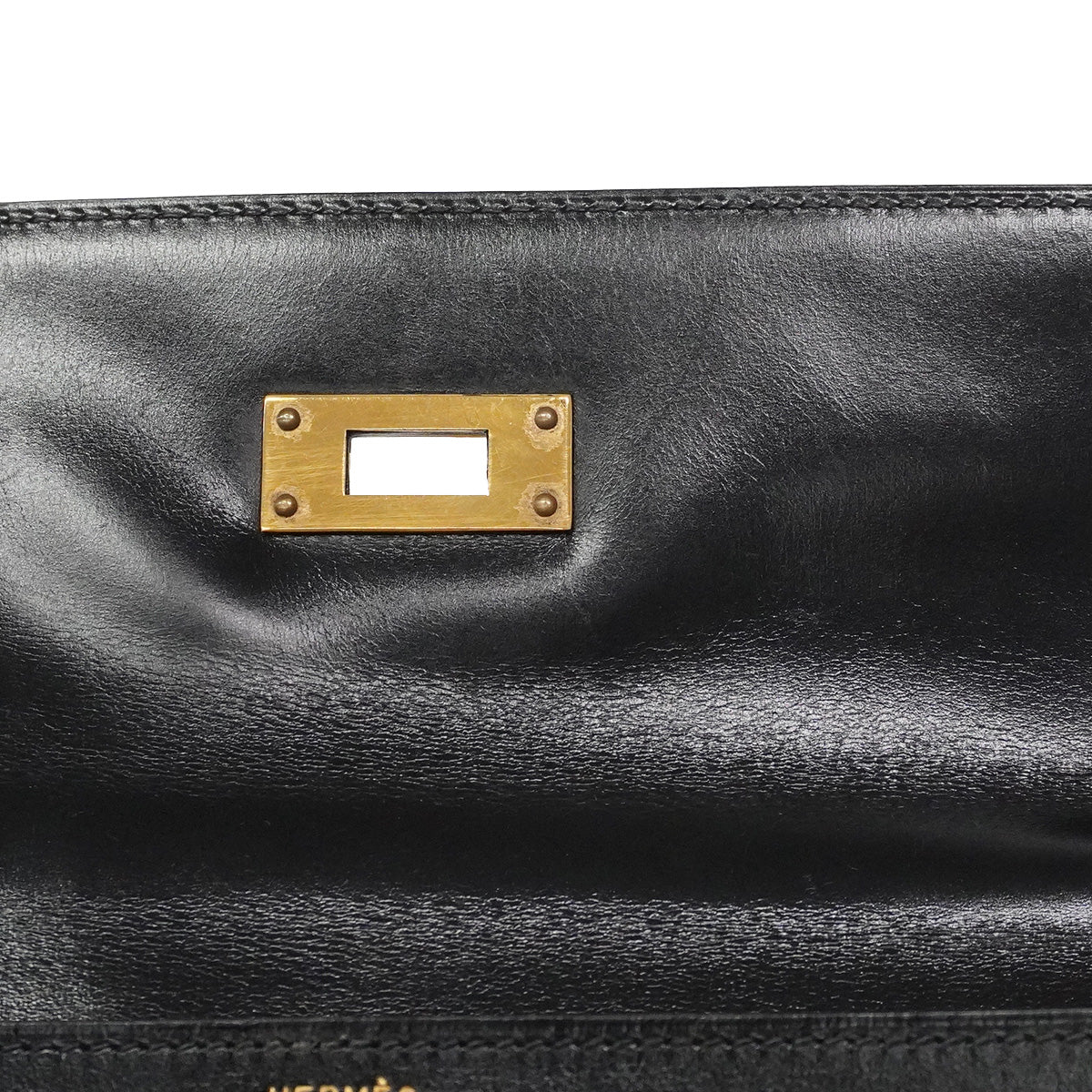 【6ia1142】エルメス ハンドバッグ ケリー32 ボックスカーフ ブラック ゴールド金具 ○W刻印 2wayバッグ【中古】レディース