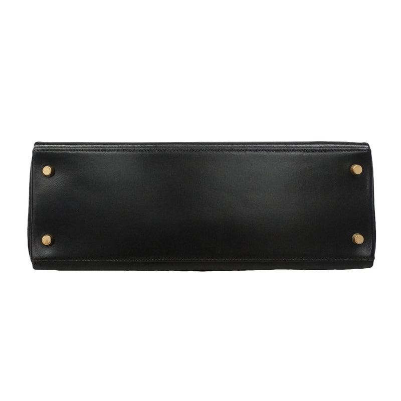 【6ia1142】エルメス ハンドバッグ ケリー32 ボックスカーフ ブラック ゴールド金具 ○W刻印 2wayバッグ【中古】レディース
