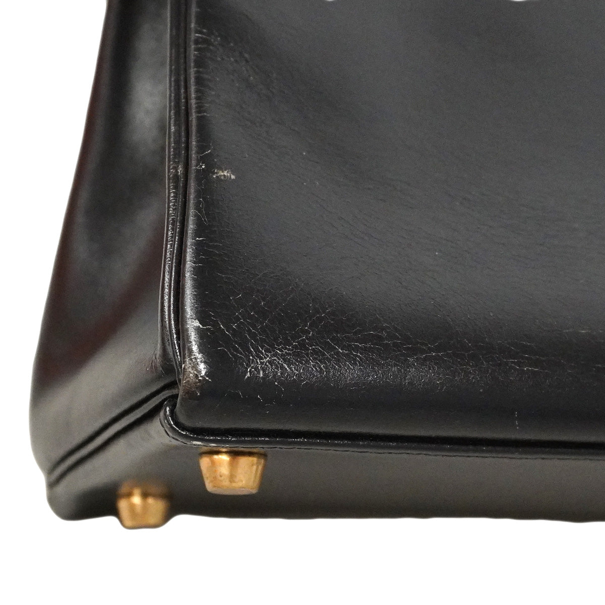 【6ia1142】エルメス ハンドバッグ ケリー32 ボックスカーフ ブラック ゴールド金具 ○W刻印 2wayバッグ【中古】レディース