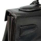 【6ia1142】エルメス ハンドバッグ ケリー32 ボックスカーフ ブラック ゴールド金具 ○W刻印 2wayバッグ【中古】レディース