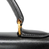 【6ia1142】エルメス ハンドバッグ ケリー32 ボックスカーフ ブラック ゴールド金具 ○W刻印 2wayバッグ【中古】レディース