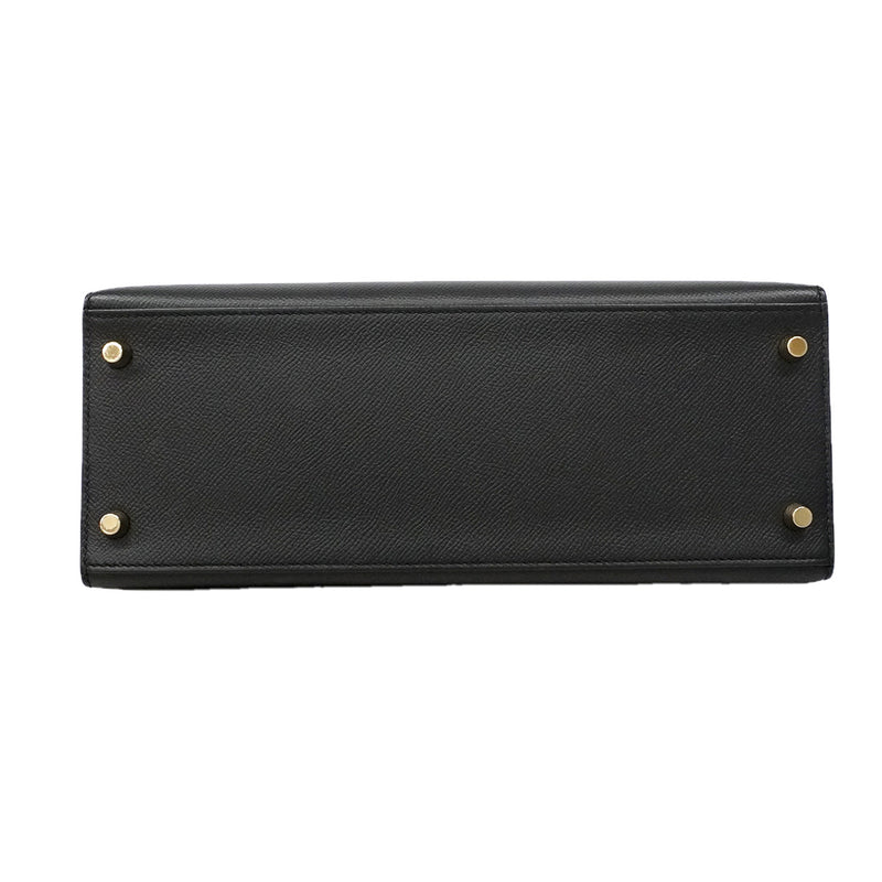 【6ia1144-g】エルメス ハンドバッグ ケリー28 ヴォーエプソン ブラック ゴールド金具 D刻印 2wayバッグ【中古】レディース