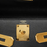 【6ia1144-g】エルメス ハンドバッグ ケリー28 ヴォーエプソン ブラック ゴールド金具 D刻印 2wayバッグ【中古】レディース