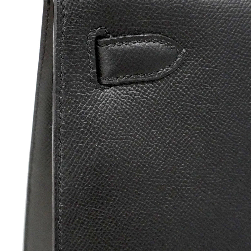 【6ia1144-g】エルメス ハンドバッグ ケリー28 ヴォーエプソン ブラック ゴールド金具 D刻印 2wayバッグ【中古】レディース