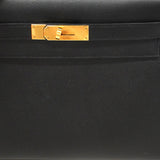 【6ia1144-g】エルメス ハンドバッグ ケリー28 ヴォーエプソン ブラック ゴールド金具 D刻印 2wayバッグ【中古】レディース