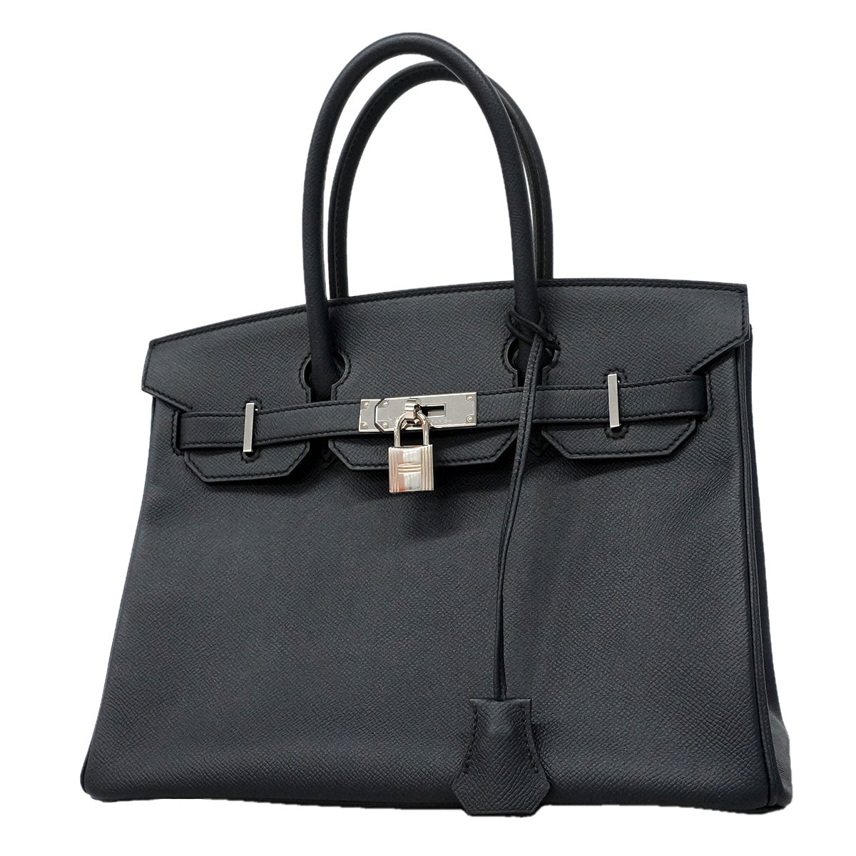 【6ia1145-g】エルメス ハンドバッグ バーキン30 ヴォーエプソン ブルーニュイ シルバー金具 C刻印【中古】レディース