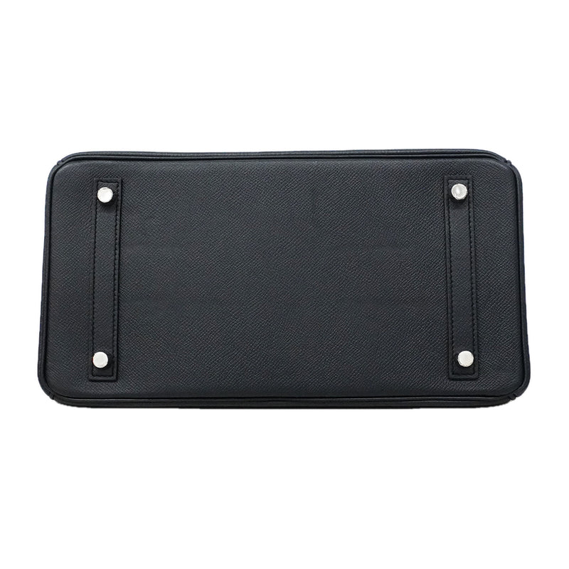 【6ia1145-g】エルメス ハンドバッグ バーキン30 ヴォーエプソン ブルーニュイ シルバー金具 C刻印【中古】レディース