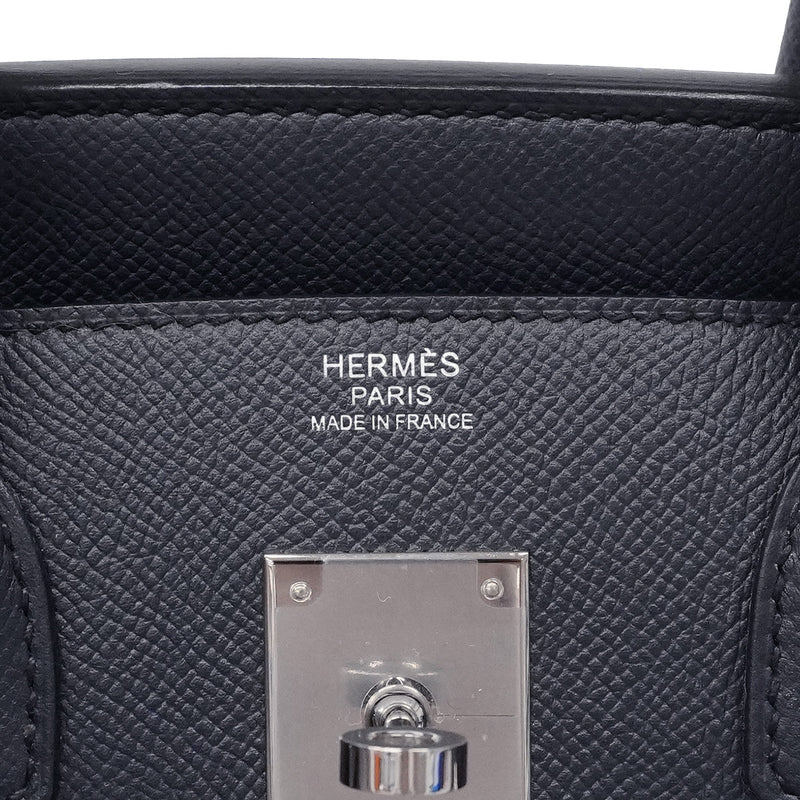 【6ia1145-g】エルメス ハンドバッグ バーキン30 ヴォーエプソン ブルーニュイ シルバー金具 C刻印【中古】レディース