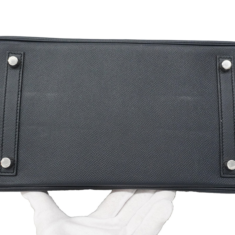 【6ia1145-g】エルメス ハンドバッグ バーキン30 ヴォーエプソン ブルーニュイ シルバー金具 C刻印【中古】レディース