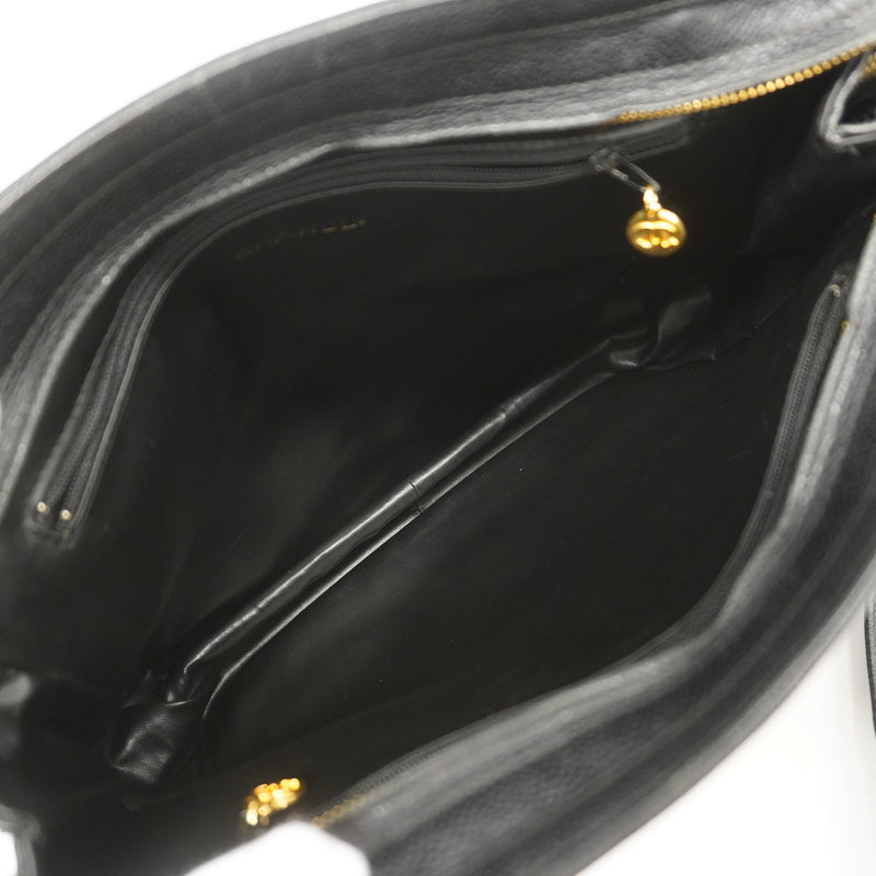 【6ia1157】シャネル チェーントート トリプルココ キャビアスキン ブラック ゴールド金具【中古】レディース