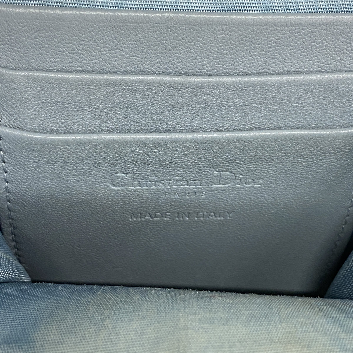 【6ia1178】クリスチャンディオール ショルダーバッグ カナージュ レザー ブルー シャンパンゴールド金具【中古】レディース