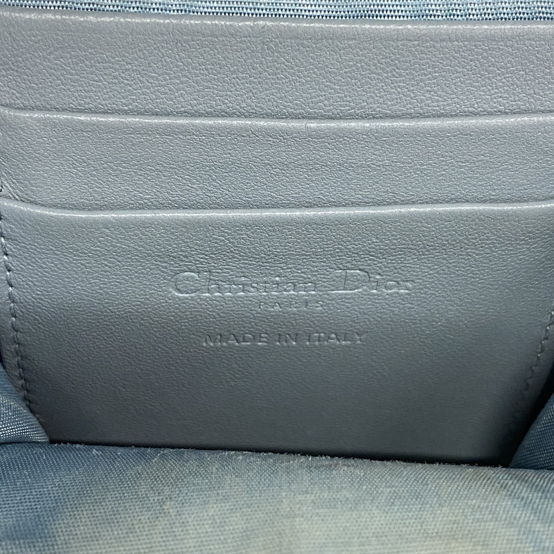 【6ia1178】クリスチャンディオール ショルダーバッグ カナージュ レザー ブルー シャンパンゴールド金具【中古】レディース