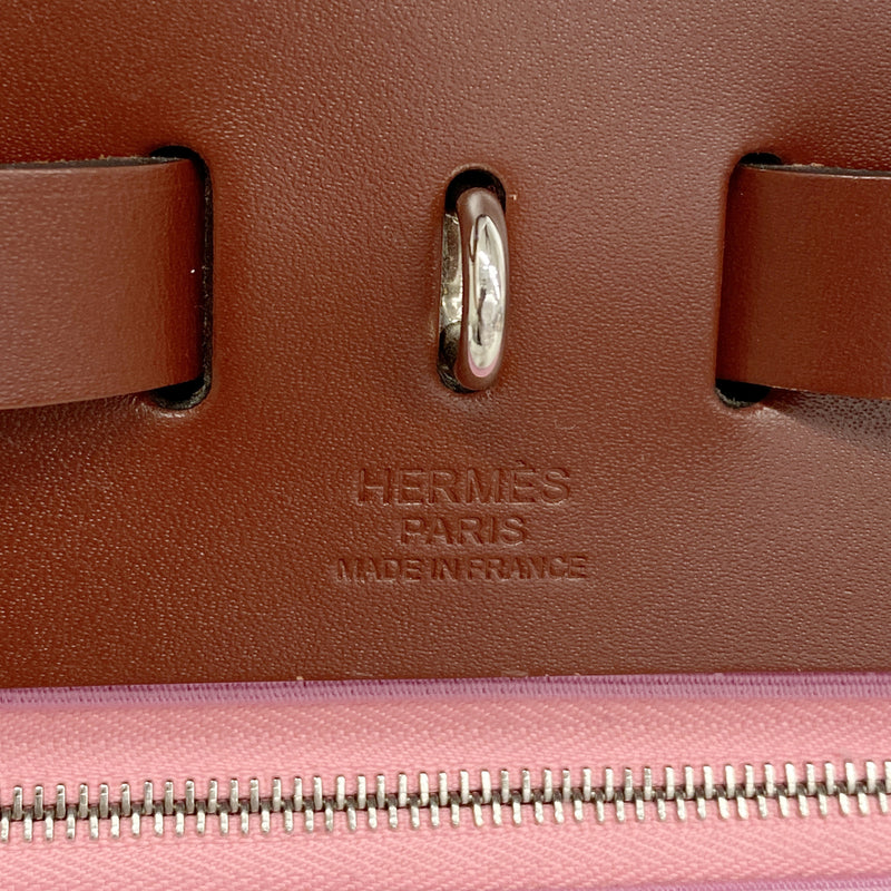 【6ia1181】エルメス ハンドバッグ エールバッグジップPM トワルオフィシエ レッド シルバー金具 U刻印 2wayバッグ【中古】レディース