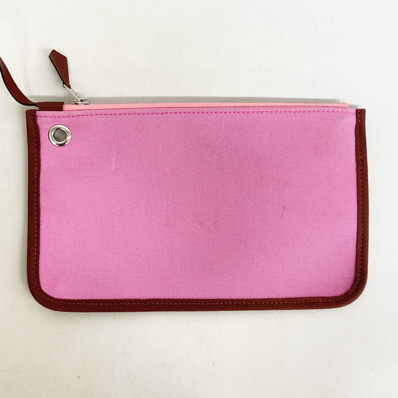 【6ia1181】エルメス ハンドバッグ エールバッグジップPM トワルオフィシエ レッド シルバー金具 U刻印 2wayバッグ【中古】レディース