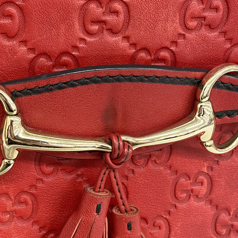 【6ia1182】グッチ ショルダーバッグ グッチシマ 295403 レザー レッド シャンパンゴールド金具【中古】レディース