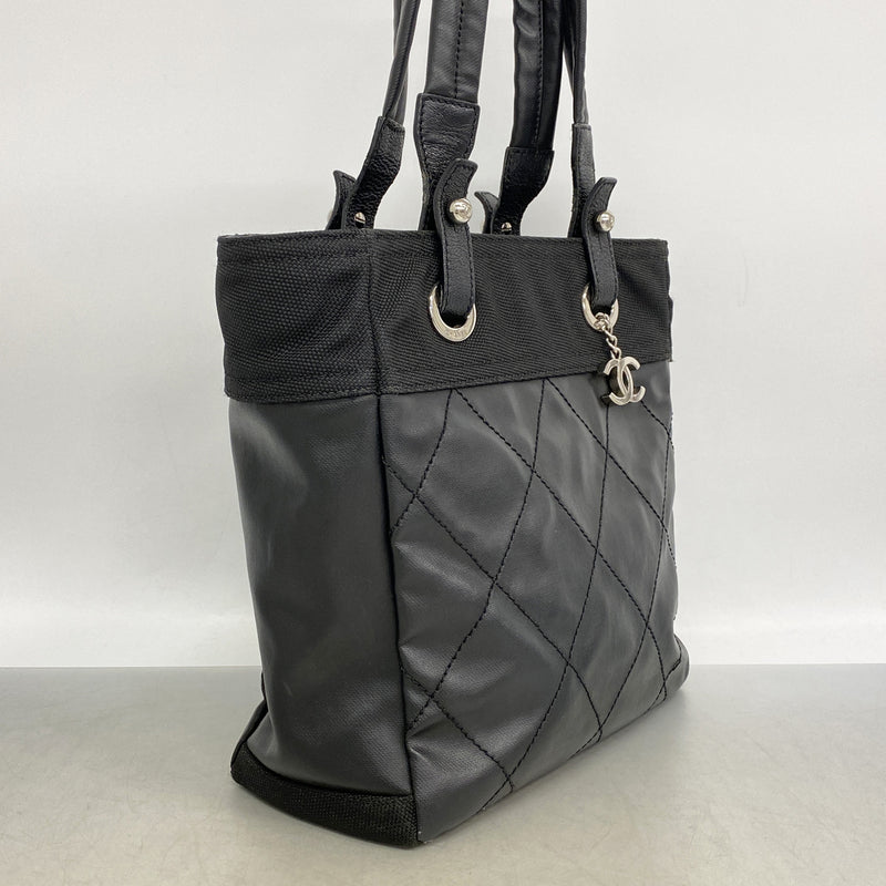 【6ia1204】シャネル トートバッグ パリビアリッツ キャンバス ブラック シルバー金具【中古】レディース