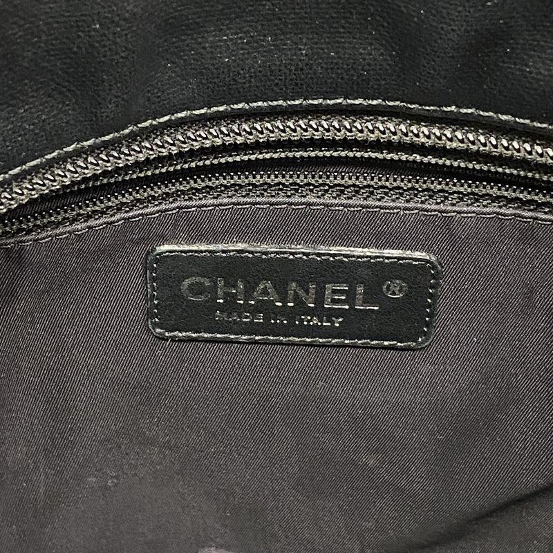 【6ia1204】シャネル トートバッグ パリビアリッツ キャンバス ブラック シルバー金具【中古】レディース