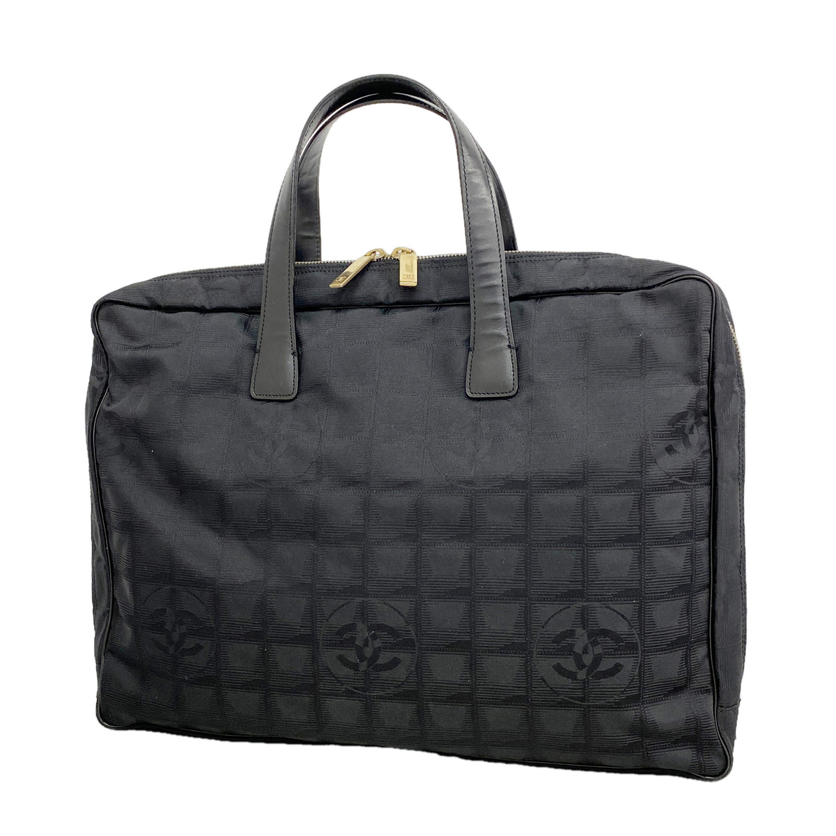 【6ia1205】シャネル ハンドバッグ ニュートラベル ナイロン ブラック シャンパンゴールド金具【中古】レディース
