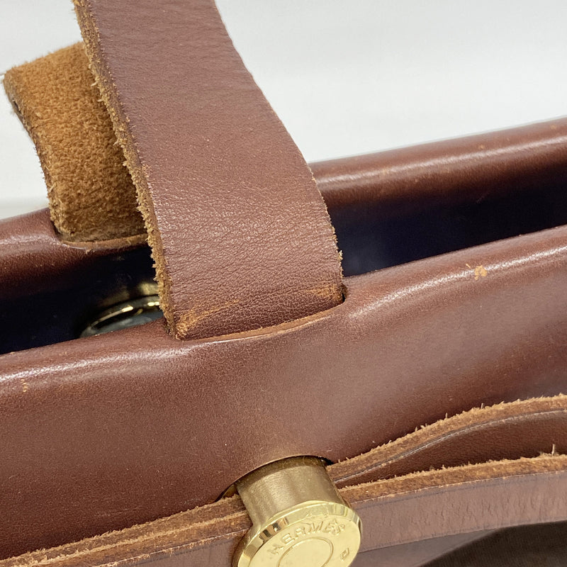 【6ib1217】エルメス トートバッグ エールバッグカバス トワルオフィシエ ブラウン ゴールド金具 □F刻印【中古】レディース
