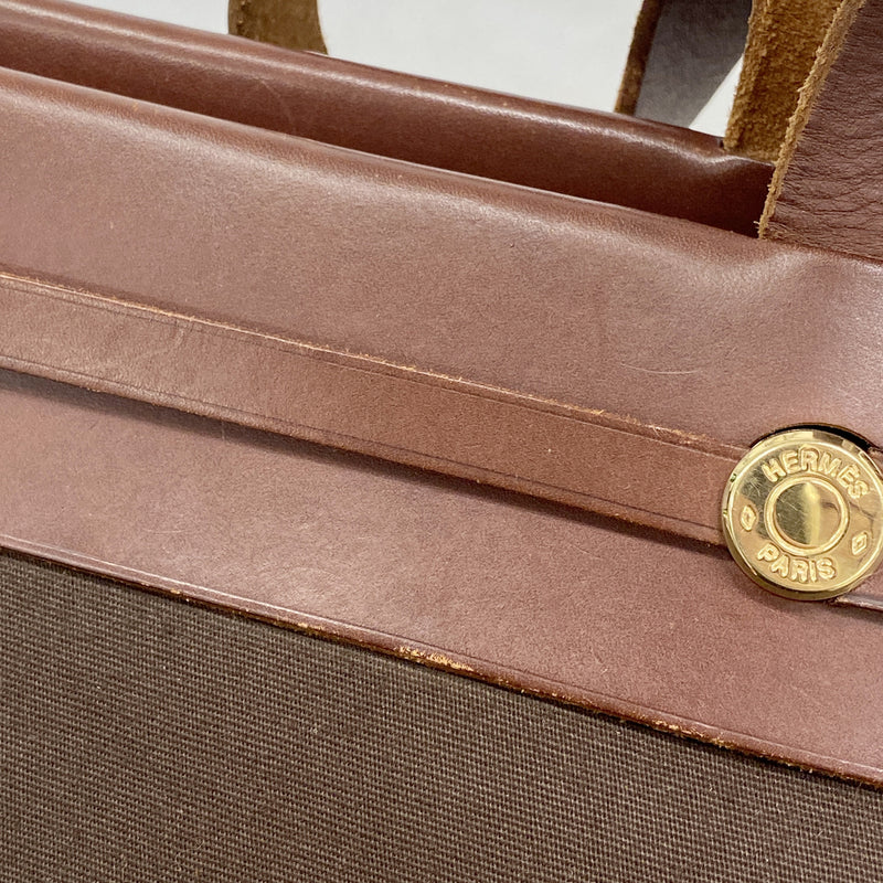 【6ib1217】エルメス トートバッグ エールバッグカバス トワルオフィシエ ブラウン ゴールド金具 □F刻印【中古】レディース