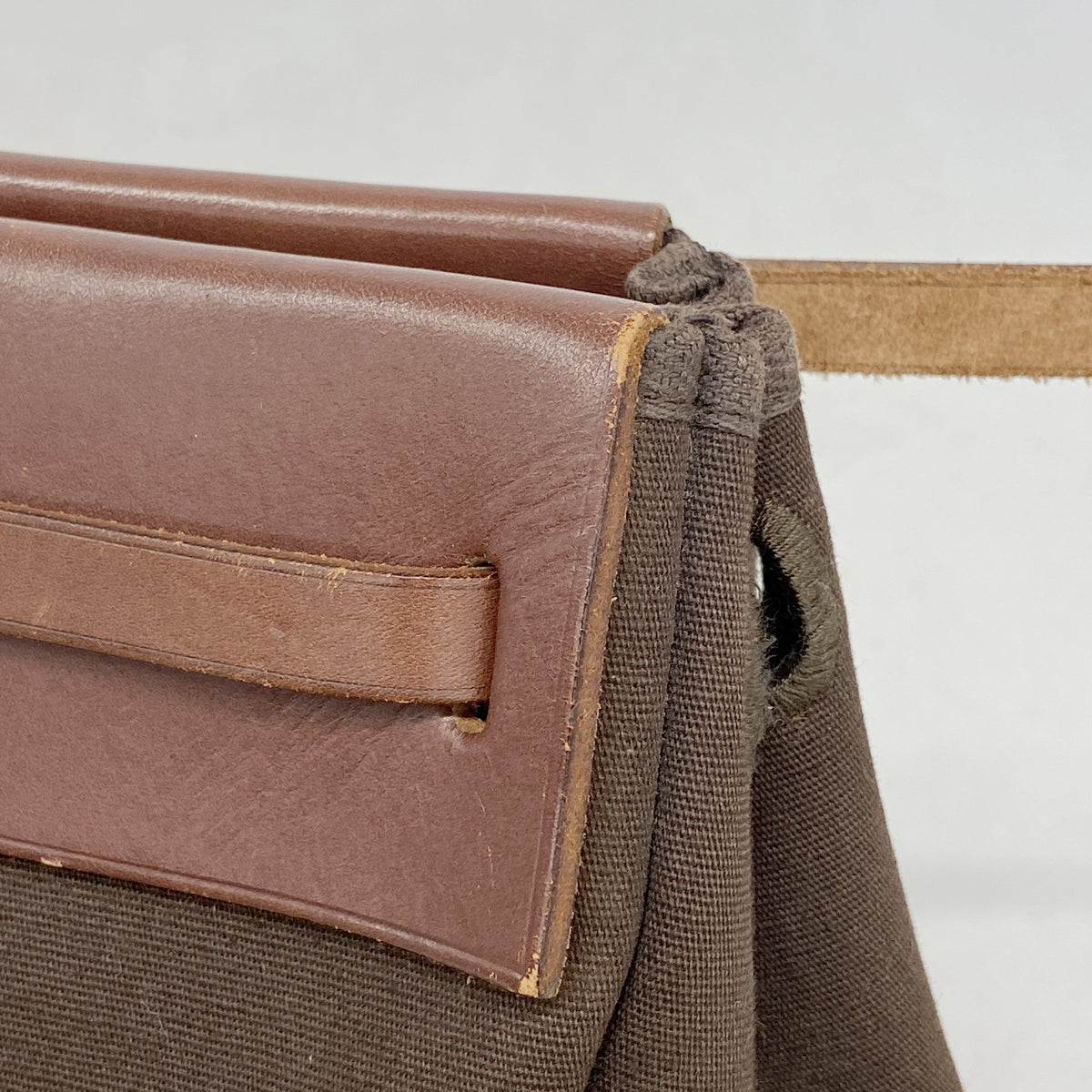【6ib1217】エルメス トートバッグ エールバッグカバス トワルオフィシエ ブラウン ゴールド金具 □F刻印【中古】レディース