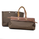 【6ib1217】エルメス トートバッグ エールバッグカバス トワルオフィシエ ブラウン ゴールド金具 □F刻印【中古】レディース