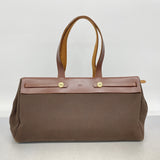 【6ib1217】エルメス トートバッグ エールバッグカバス トワルオフィシエ ブラウン ゴールド金具 □F刻印【中古】レディース