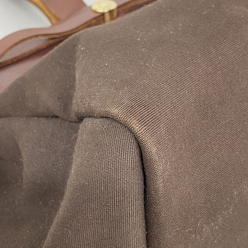【6ib1217】エルメス トートバッグ エールバッグカバス トワルオフィシエ ブラウン ゴールド金具 □F刻印【中古】レディース