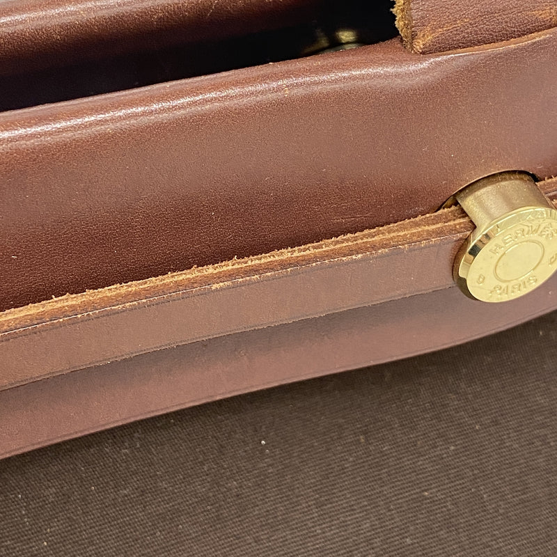 【6ib1217】エルメス トートバッグ エールバッグカバス トワルオフィシエ ブラウン ゴールド金具 □F刻印【中古】レディース