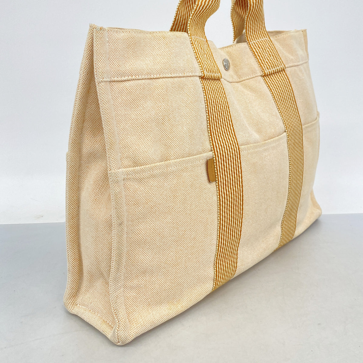 【6ib1223】エルメス トートバッグ ニューフールトゥMM キャンバス オレンジ シルバー金具【中古】メンズ レディース ユニセックス