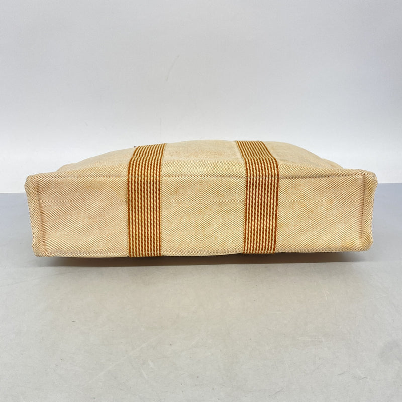 【6ib1223】エルメス トートバッグ ニューフールトゥMM キャンバス オレンジ シルバー金具【中古】メンズ レディース ユニセックス