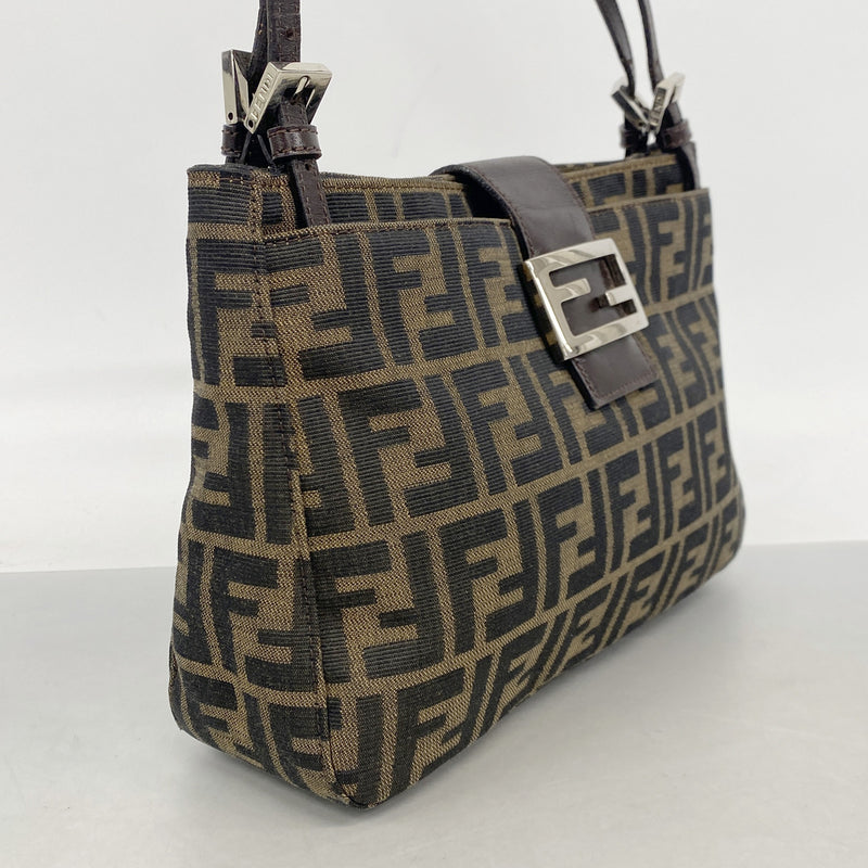 【6ib1230】フェンディ ショルダーバッグ ズッカ ナイロンキャンバス ブラウン シルバー金具【中古】レディース