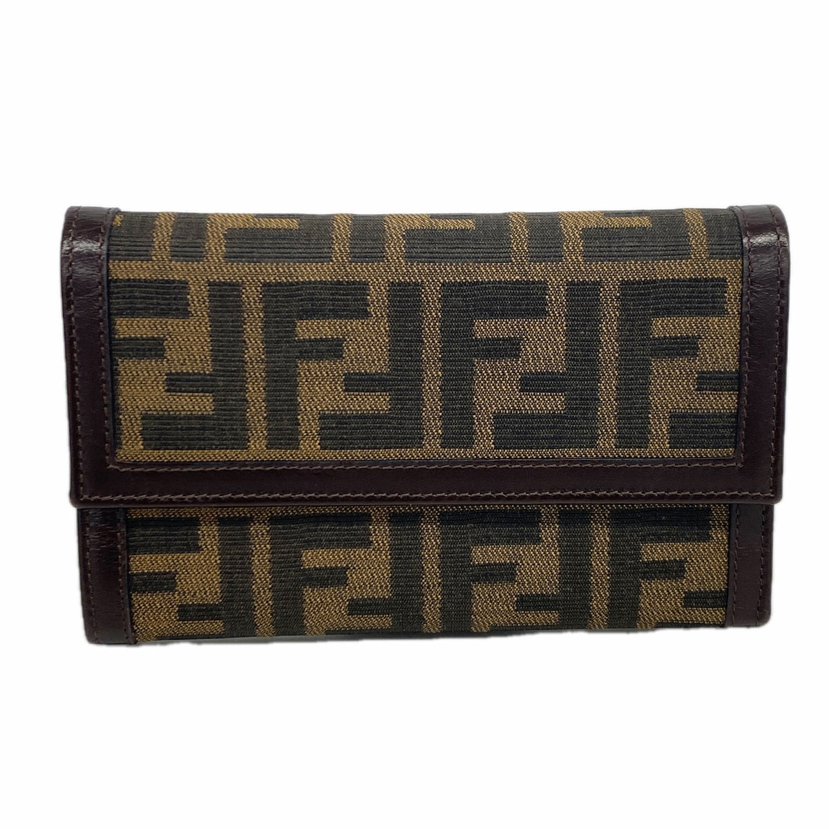 【6ib1231】フェンディ 三つ折り財布 ズッカ ナイロンキャンバス ブラウン シルバー金具【中古】レディース