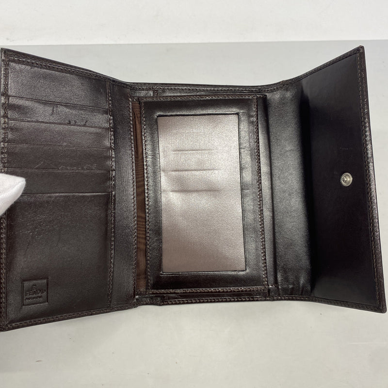 【6ib1231】フェンディ 三つ折り財布 ズッカ ナイロンキャンバス ブラウン シルバー金具【中古】レディース