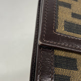 【6ib1231】フェンディ 三つ折り財布 ズッカ ナイロンキャンバス ブラウン シルバー金具【中古】レディース