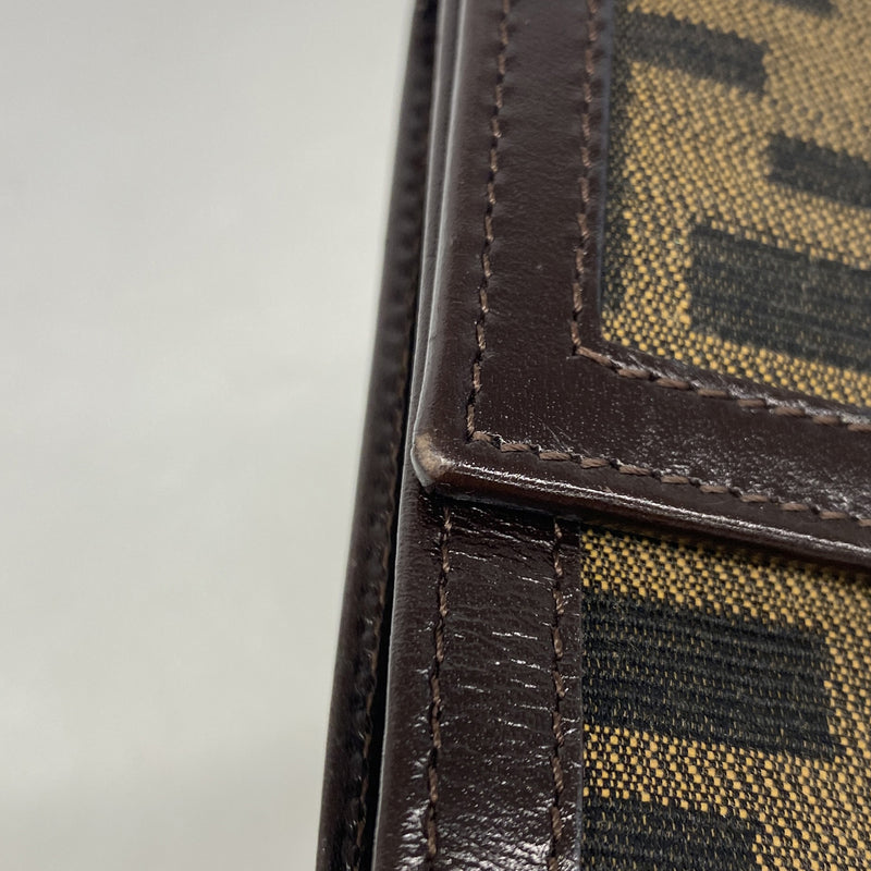 【6ib1231】フェンディ 三つ折り財布 ズッカ ナイロンキャンバス ブラウン シルバー金具【中古】レディース