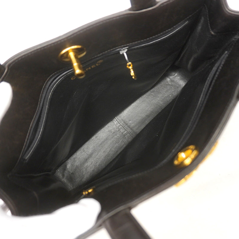 【6ib1239】シャネル トートバッグ マトラッセ ラムスキン ブラック ゴールド金具【中古】レディース