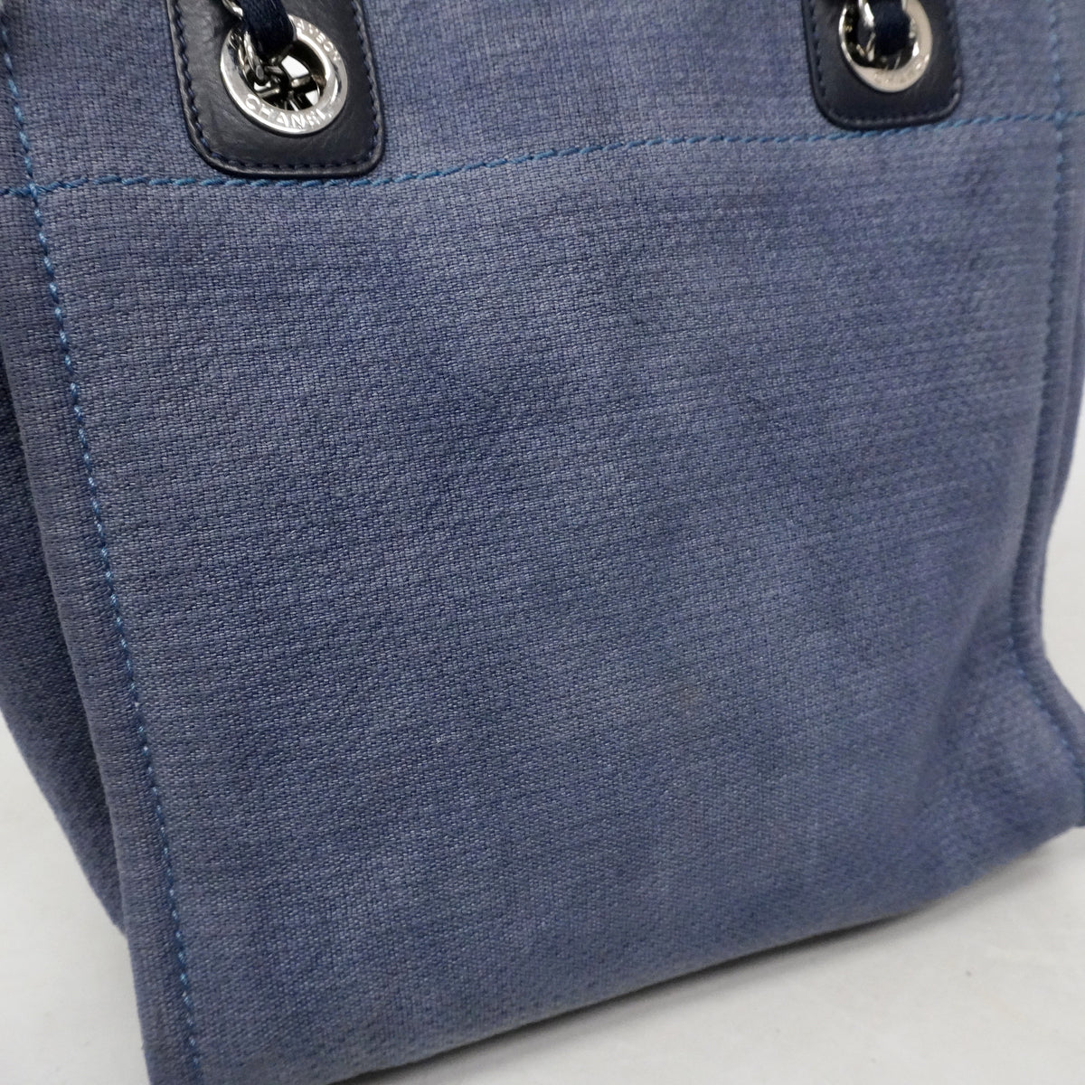 【6ib1251】シャネル チェーントート ドーヴィル キャンバス ネイビー シルバー金具【中古】レディース