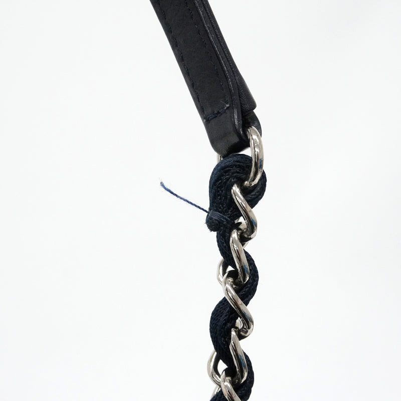 【6ib1251】シャネル チェーントート ドーヴィル キャンバス ネイビー シルバー金具【中古】レディース