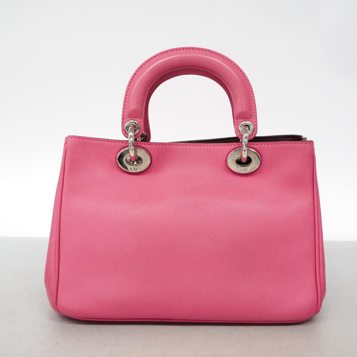 【6ib1262】クリスチャンディオール ハンドバッグ ディオリッシモ レザー ピンク シルバー金具 2wayバッグ【中古】レディース