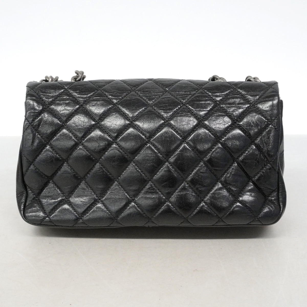 【6ib1265】シャネル ショルダーバッグ Wチェーン リュカンボン カーフスキン ブラック シルバー金具【中古】レディース