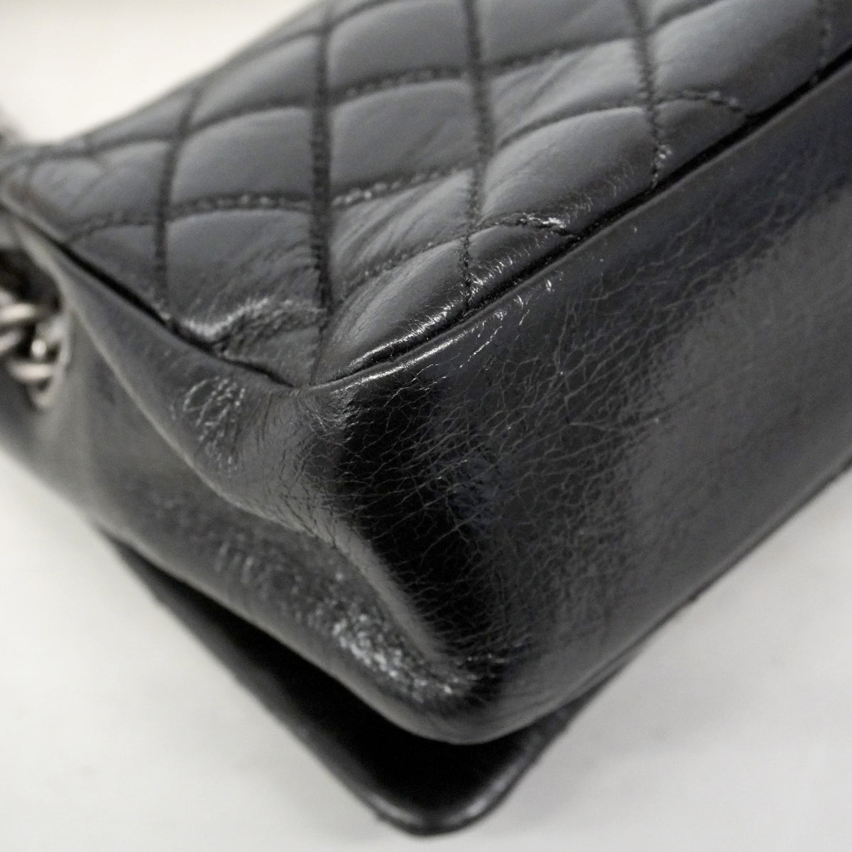 【6ib1265】シャネル ショルダーバッグ Wチェーン リュカンボン カーフスキン ブラック シルバー金具【中古】レディース