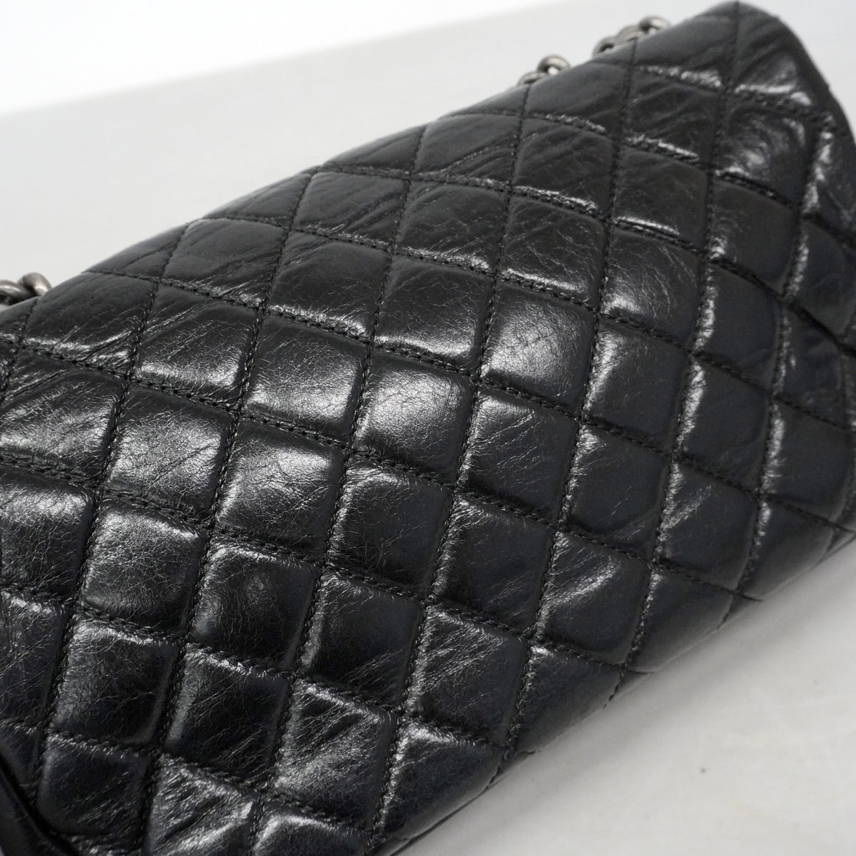 【6ib1265】シャネル ショルダーバッグ Wチェーン リュカンボン カーフスキン ブラック シルバー金具【中古】レディース