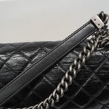 【6ib1265】シャネル ショルダーバッグ Wチェーン リュカンボン カーフスキン ブラック シルバー金具【中古】レディース
