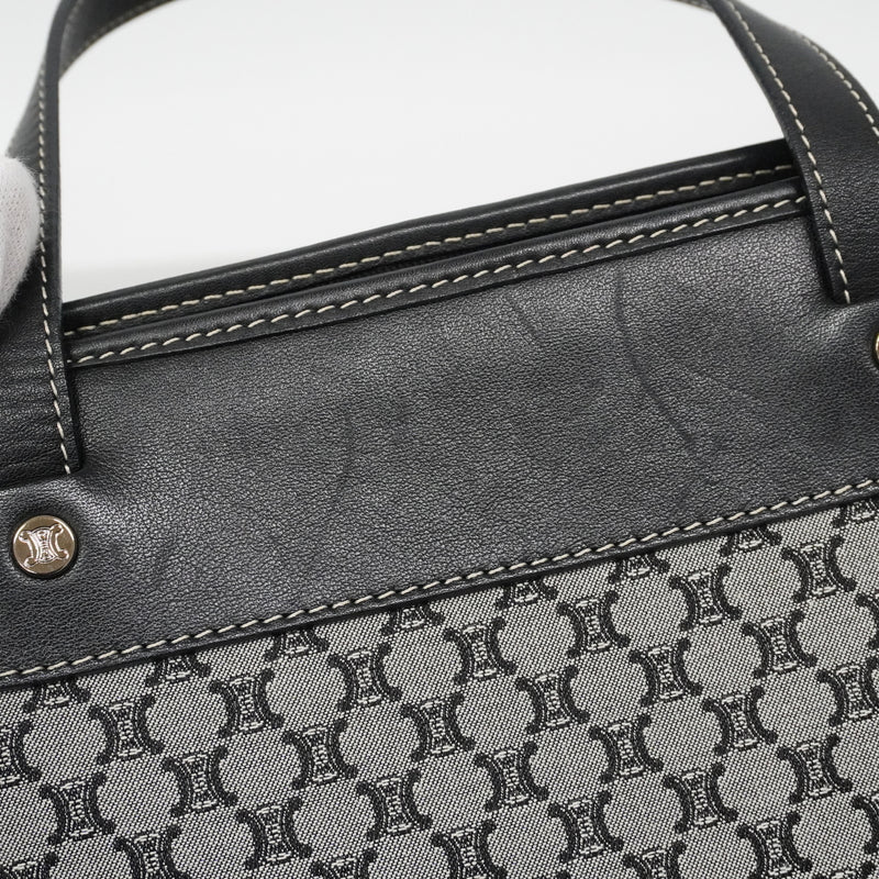 【6ib1270】セリーヌ ハンドバッグ マカダム キャンバス グレー ブラック シルバー金具【中古】レディース