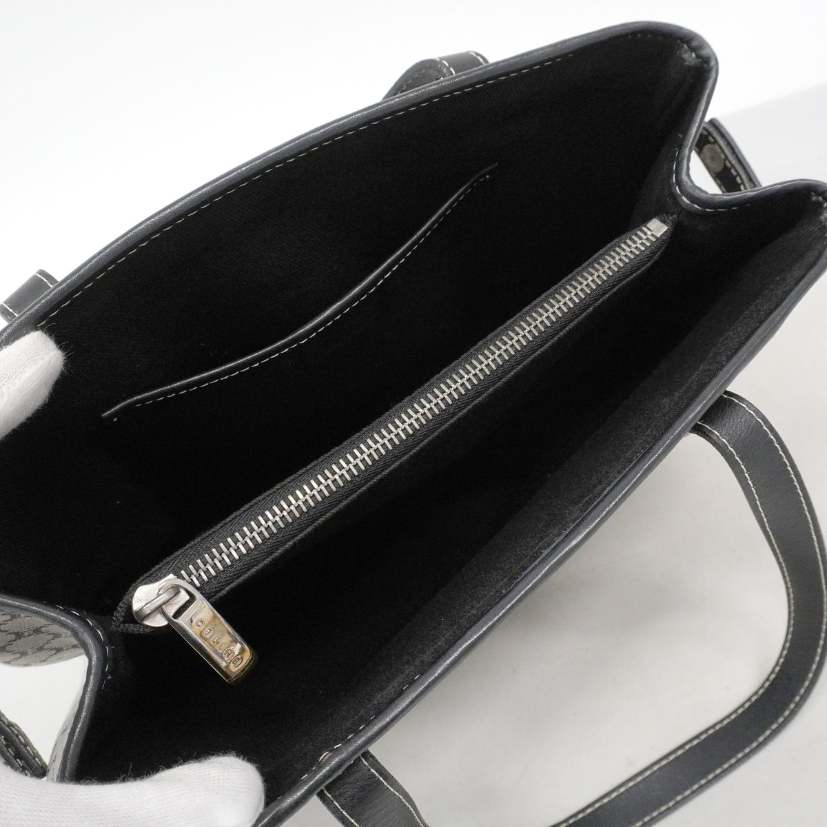 【6ib1270】セリーヌ ハンドバッグ マカダム キャンバス グレー ブラック シルバー金具【中古】レディース