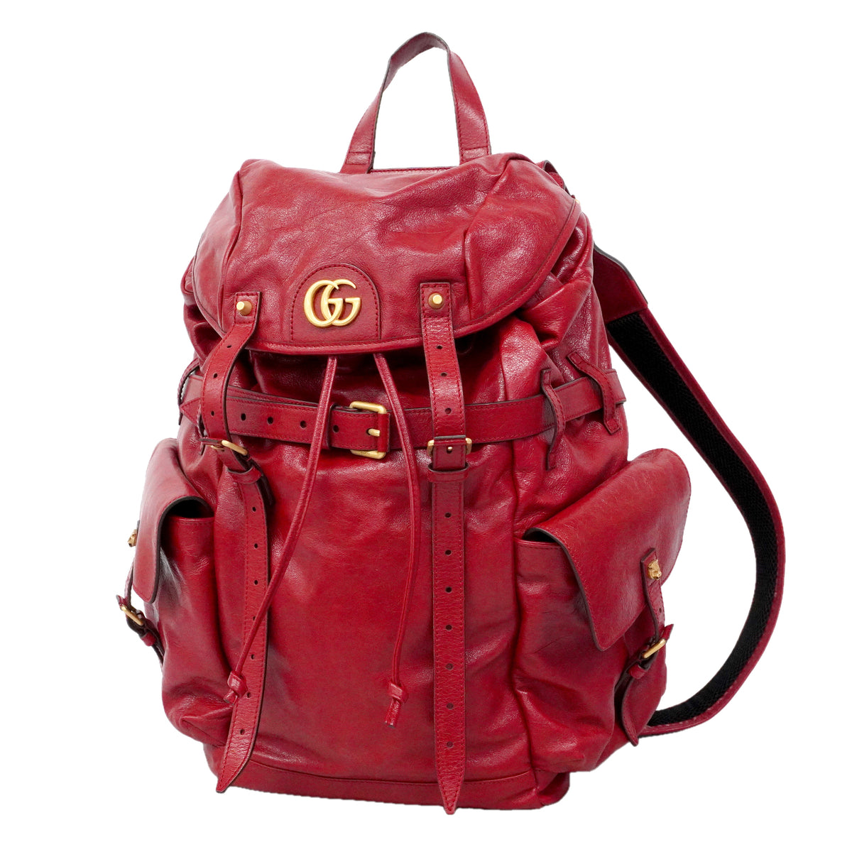 【6ib1273】グッチ リュック・デイパック GGマーモント リベル 526908 レザー レッド ゴールド金具【中古】メンズ