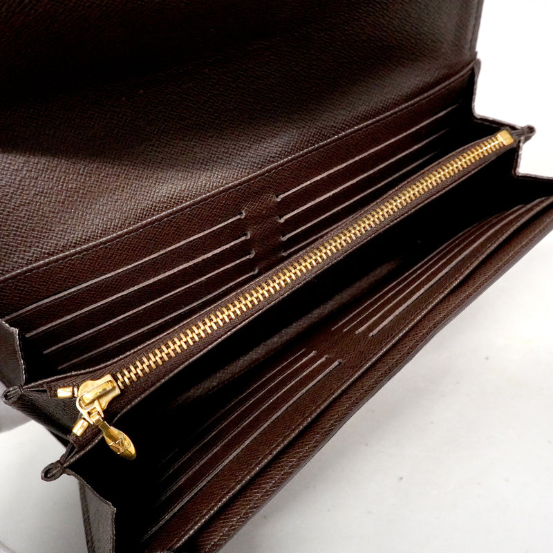【6ib1280】ルイヴィトン 長財布 ダミエ ポルトフォイユシスティナ N61747 エベヌ【中古】レディース