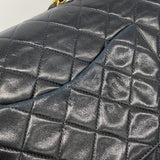 【6ib1289】シャネル ショルダーバッグ マトラッセ Wフラップ Wチェーン ラムスキン ブラック ゴールド金具【中古】レディース