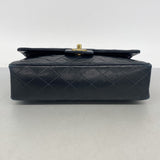 【6ib1289】シャネル ショルダーバッグ マトラッセ Wフラップ Wチェーン ラムスキン ブラック ゴールド金具【中古】レディース